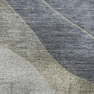 HomeRoots 8' X 10' Denim Blue & Gray Abstract Washable Area Rug - Stylish, Durable, UV Protected, Family-Friendly! 707135