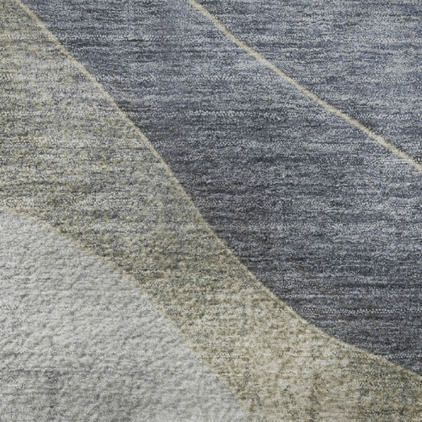 HomeRoots 8' X 10' Denim Blue & Gray Abstract Washable Area Rug - Stylish, Durable, UV Protected, Family-Friendly! 707135
