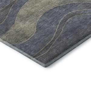 HomeRoots 10' X 14' Denim Blue & Gray Abstract Washable Area Rug - UV Protected, Durable & Stylish Design 707137