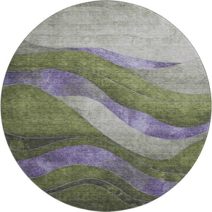 HomeRoots 8' X 10' Washable Olive Green & Purple Abstract Area Rug with UV Protection for Busy Homes 707141