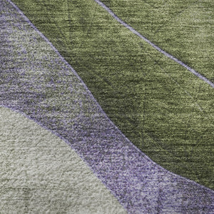 HomeRoots 8' X 10' Washable Olive Green & Purple Abstract Area Rug with UV Protection for Busy Homes 707141