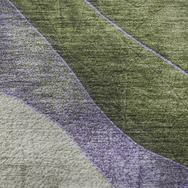 HomeRoots 8' X 10' Washable Olive Green & Purple Abstract Area Rug with UV Protection for Busy Homes 707141