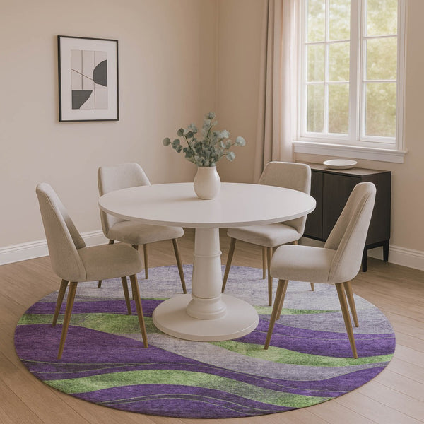 HomeRoots 8' X 10' Abstract Purple And Green Washable Area Rug - UV Protected, Durable, and Family-Friendly Design 707147