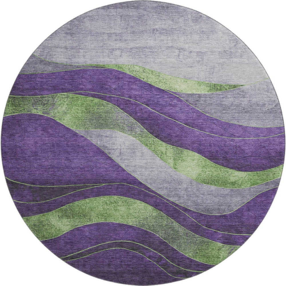 HomeRoots 8' X 10' Abstract Purple And Green Washable Area Rug - UV Protected, Durable, and Family-Friendly Design 707147