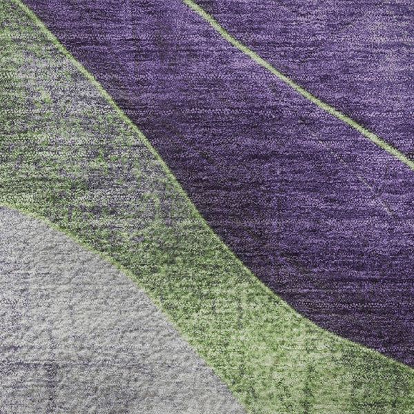 HomeRoots 8' X 10' Abstract Purple And Green Washable Area Rug - UV Protected, Durable, and Family-Friendly Design 707147