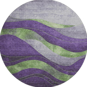 HomeRoots 8' X 10' Abstract Purple And Green Washable Area Rug - UV Protected, Durable, and Family-Friendly Design 707147