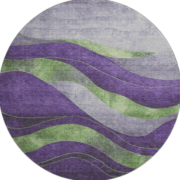 HomeRoots 8' X 10' Abstract Purple And Green Washable Area Rug - UV Protected, Durable, and Family-Friendly Design 707147