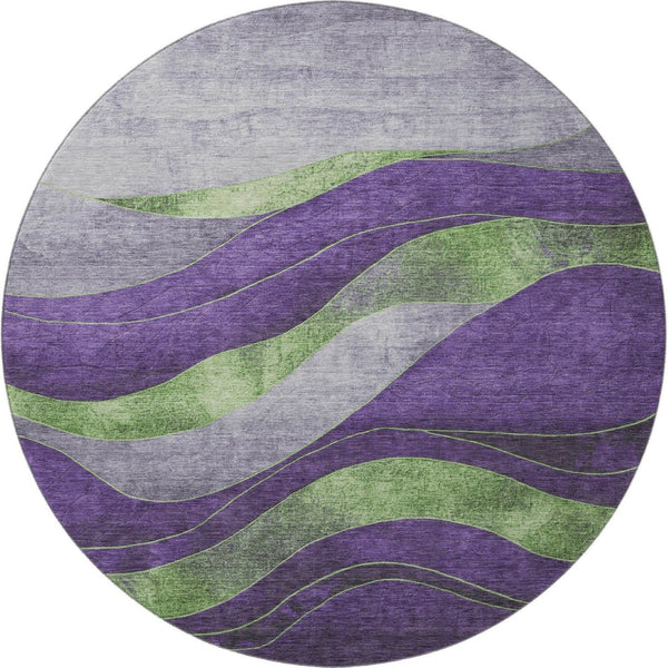HomeRoots 8' X 10' Abstract Purple And Green Washable Area Rug - UV Protected, Durable, and Family-Friendly Design 707147