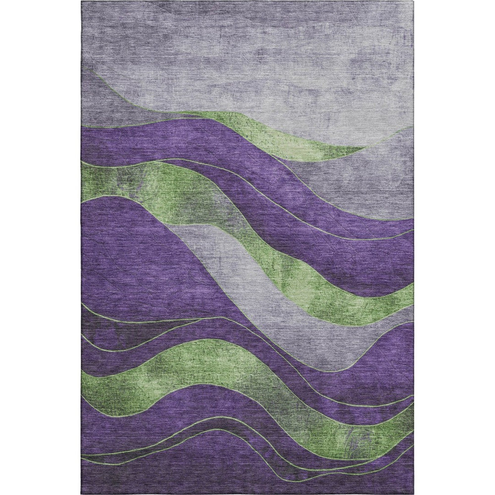 HomeRoots 9' X 12' Washable Purple and Green Abstract Area Rug with UV Protection - Durable, Stylish, Easy Care! 707148