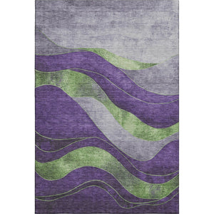 HomeRoots 9' X 12' Washable Purple and Green Abstract Area Rug with UV Protection - Durable, Stylish, Easy Care! 707148