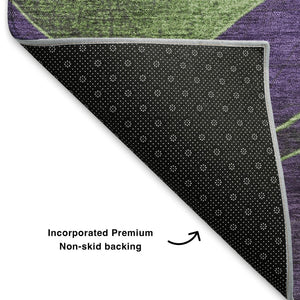 HomeRoots 9' X 12' Washable Purple and Green Abstract Area Rug with UV Protection - Durable, Stylish, Easy Care! 707148