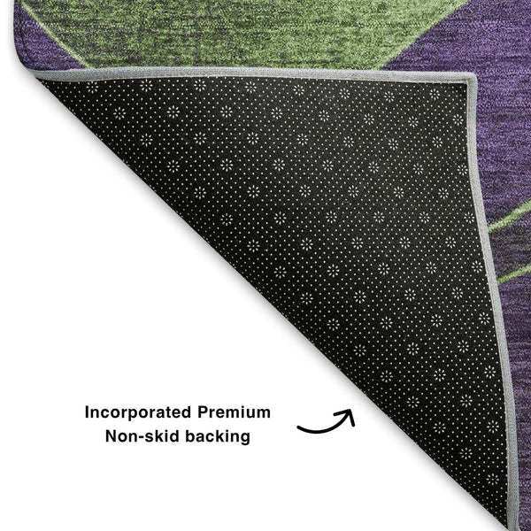 HomeRoots 9' X 12' Washable Purple and Green Abstract Area Rug with UV Protection - Durable, Stylish, Easy Care! 707148