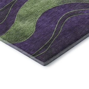HomeRoots 9' X 12' Washable Purple and Green Abstract Area Rug with UV Protection - Durable, Stylish, Easy Care! 707148