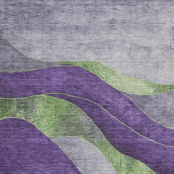 HomeRoots 9' X 12' Washable Purple and Green Abstract Area Rug with UV Protection - Durable, Stylish, Easy Care! 707148