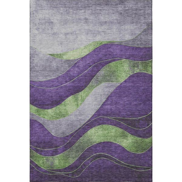 HomeRoots 9' X 12' Washable Purple and Green Abstract Area Rug with UV Protection - Durable, Stylish, Easy Care! 707148