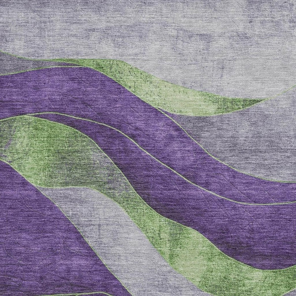 HomeRoots 10' X 14' Stylish Purple & Green Abstract Area Rug - Washable, UV-Protected & Durable for All Spaces! 707149