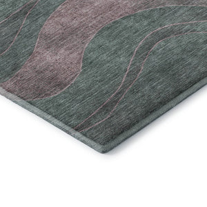 HomeRoots 5' X 8' Sage and Mauve Abstract Area Rug - Durable, Washable, UV-Protected for High-Traffic Spaces 707151