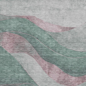 HomeRoots 5' X 8' Sage and Mauve Abstract Area Rug - Durable, Washable, UV-Protected for High-Traffic Spaces 707151