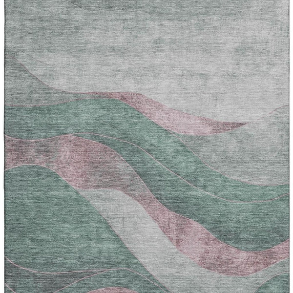 HomeRoots 5' X 8' Sage and Mauve Abstract Area Rug - Durable, Washable, UV-Protected for High-Traffic Spaces 707151