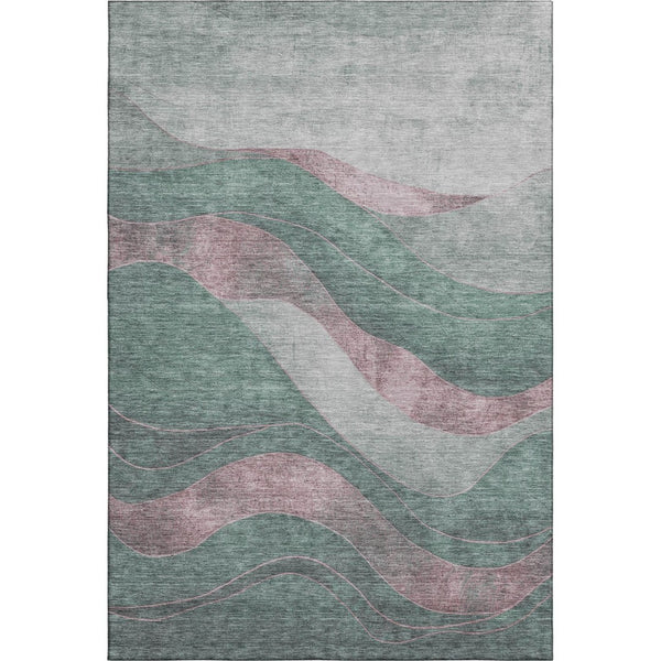 HomeRoots 8' Abstract Sage and Mauve Washable Round Rug - Stylish, Durable, UV-Protected for Family Homes 707152