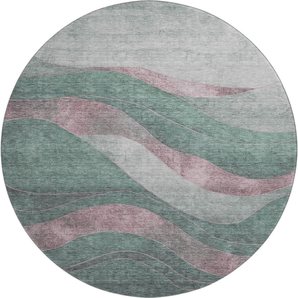 HomeRoots 8' X 10' Sage and Mauve Abstract Washable Area Rug – Durable, UV-Protected, Perfect for High-Traffic Homes 707153