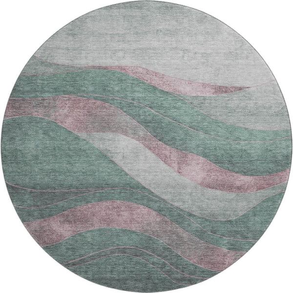 HomeRoots 8' X 10' Sage and Mauve Abstract Washable Area Rug – Durable, UV-Protected, Perfect for High-Traffic Homes 707153