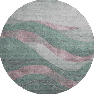 HomeRoots 8' X 10' Sage and Mauve Abstract Washable Area Rug – Durable, UV-Protected, Perfect for High-Traffic Homes 707153