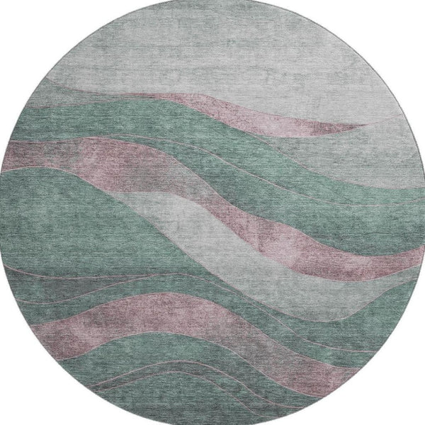 HomeRoots 8' X 10' Sage and Mauve Abstract Washable Area Rug – Durable, UV-Protected, Perfect for High-Traffic Homes 707153