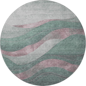 HomeRoots 8' X 10' Sage and Mauve Abstract Washable Area Rug – Durable, UV-Protected, Perfect for High-Traffic Homes 707153