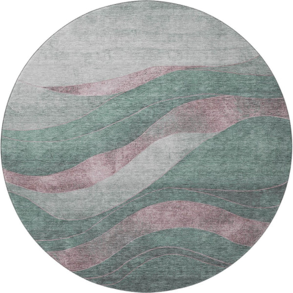 HomeRoots 8' X 10' Sage and Mauve Abstract Washable Area Rug – Durable, UV-Protected, Perfect for High-Traffic Homes 707153