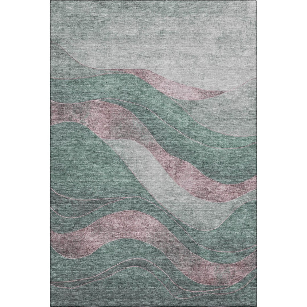 HomeRoots 9' X 12' Sage And Mauve Abstract Area Rug - Washable, UV Protected, Stain Resistant, and Stylish Decor 707154