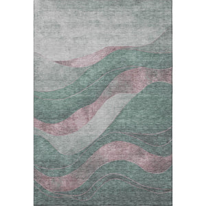 HomeRoots 9' X 12' Sage And Mauve Abstract Area Rug - Washable, UV Protected, Stain Resistant, and Stylish Decor 707154