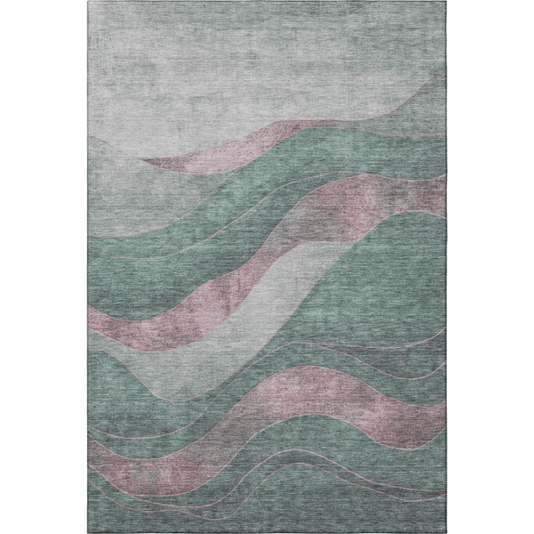 HomeRoots 9' X 12' Sage And Mauve Abstract Area Rug - Washable, UV Protected, Stain Resistant, and Stylish Decor 707154