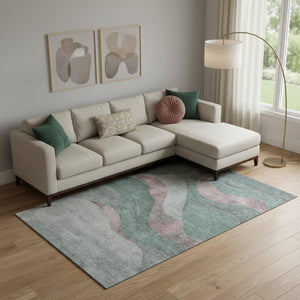 HomeRoots 10' Sage & Mauve Abstract Washable Area Rug - UV Protected, Stain-Resistant, Perfect for Busy Homes! 707155