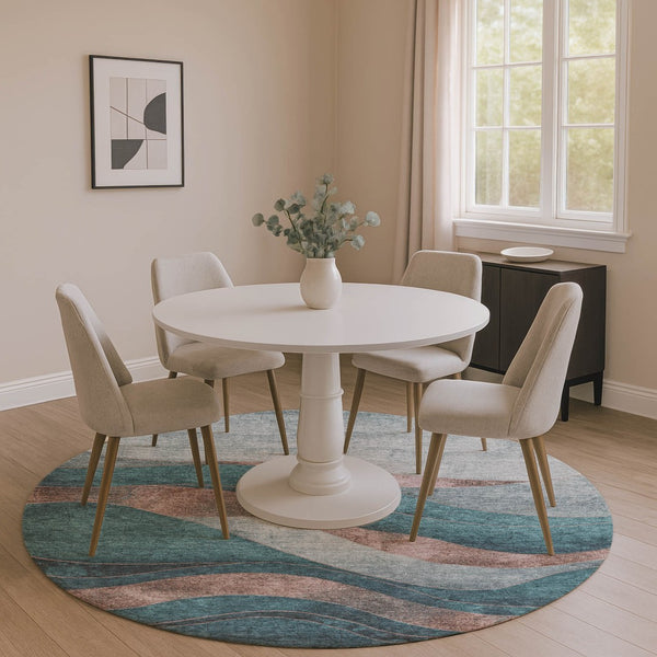 HomeRoots 8' X 10' Teal and Taupe Abstract Area Rug - Durable, Washable, Stain Resistant with UV Protection! 707159