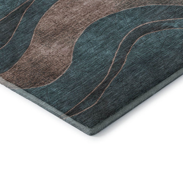 HomeRoots 8' X 10' Teal and Taupe Abstract Area Rug - Durable, Washable, Stain Resistant with UV Protection! 707159