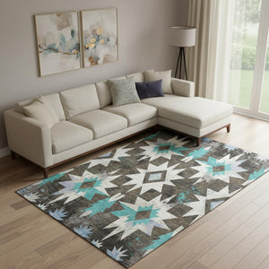 HomeRoots 10' X 14' Elegant Washable Area Rug with Diamond Pattern – UV Protected, Stain Resistant & Stylish 707179