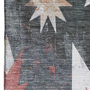 HomeRoots 5' X 8' Charcoal Rust Ivory Diamond Area Rug – Washable, UV-Protected, Stylish & Durable Design 707181