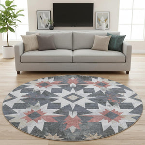 HomeRoots 8' X 10' Charcoal, Rust & Ivory Diamond Washable Area Rug – UV Protected & Stain Resistant Design 707183