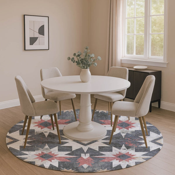 HomeRoots 8' X 10' Charcoal, Rust & Ivory Diamond Washable Area Rug – UV Protected & Stain Resistant Design 707183