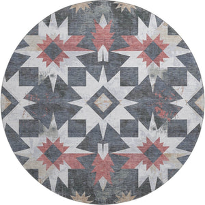 HomeRoots 8' X 10' Charcoal, Rust & Ivory Diamond Washable Area Rug – UV Protected & Stain Resistant Design 707183