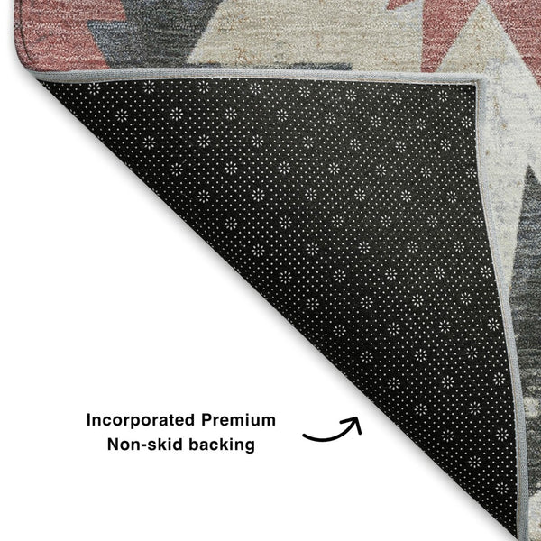 HomeRoots 8' X 10' Charcoal, Rust & Ivory Diamond Washable Area Rug – UV Protected & Stain Resistant Design 707183