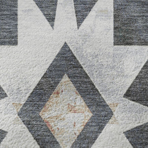HomeRoots 8' X 10' Charcoal, Rust & Ivory Diamond Washable Area Rug – UV Protected & Stain Resistant Design 707183