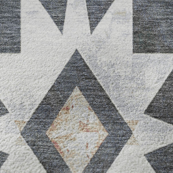 HomeRoots 8' X 10' Charcoal, Rust & Ivory Diamond Washable Area Rug – UV Protected & Stain Resistant Design 707183