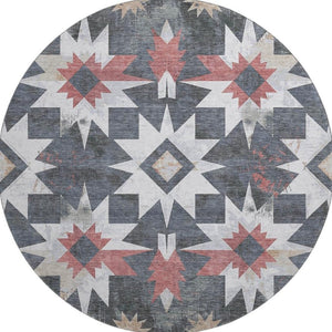 HomeRoots 8' X 10' Charcoal, Rust & Ivory Diamond Washable Area Rug – UV Protected & Stain Resistant Design 707183