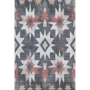 HomeRoots 9' X 12' Charcoal Rust Ivory Diamond Rug - Durable, Washable, UV-Protected for High-Traffic Areas 707184