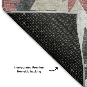 HomeRoots 9' X 12' Charcoal Rust Ivory Diamond Rug - Durable, Washable, UV-Protected for High-Traffic Areas 707184