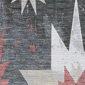 HomeRoots 9' X 12' Charcoal Rust Ivory Diamond Rug - Durable, Washable, UV-Protected for High-Traffic Areas 707184