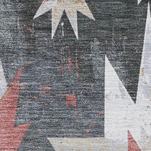 HomeRoots 10' X 14' Stylish Charcoal, Rust & Ivory Diamond Area Rug - Washable, UV-Resistant, Durable Design 707185