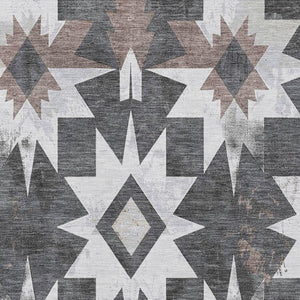 HomeRoots 9' X 12' Stylish Graphite Brown & Ivory Diamond Washable Area Rug – UV Protected, Kid & Pet Friendly! 707196